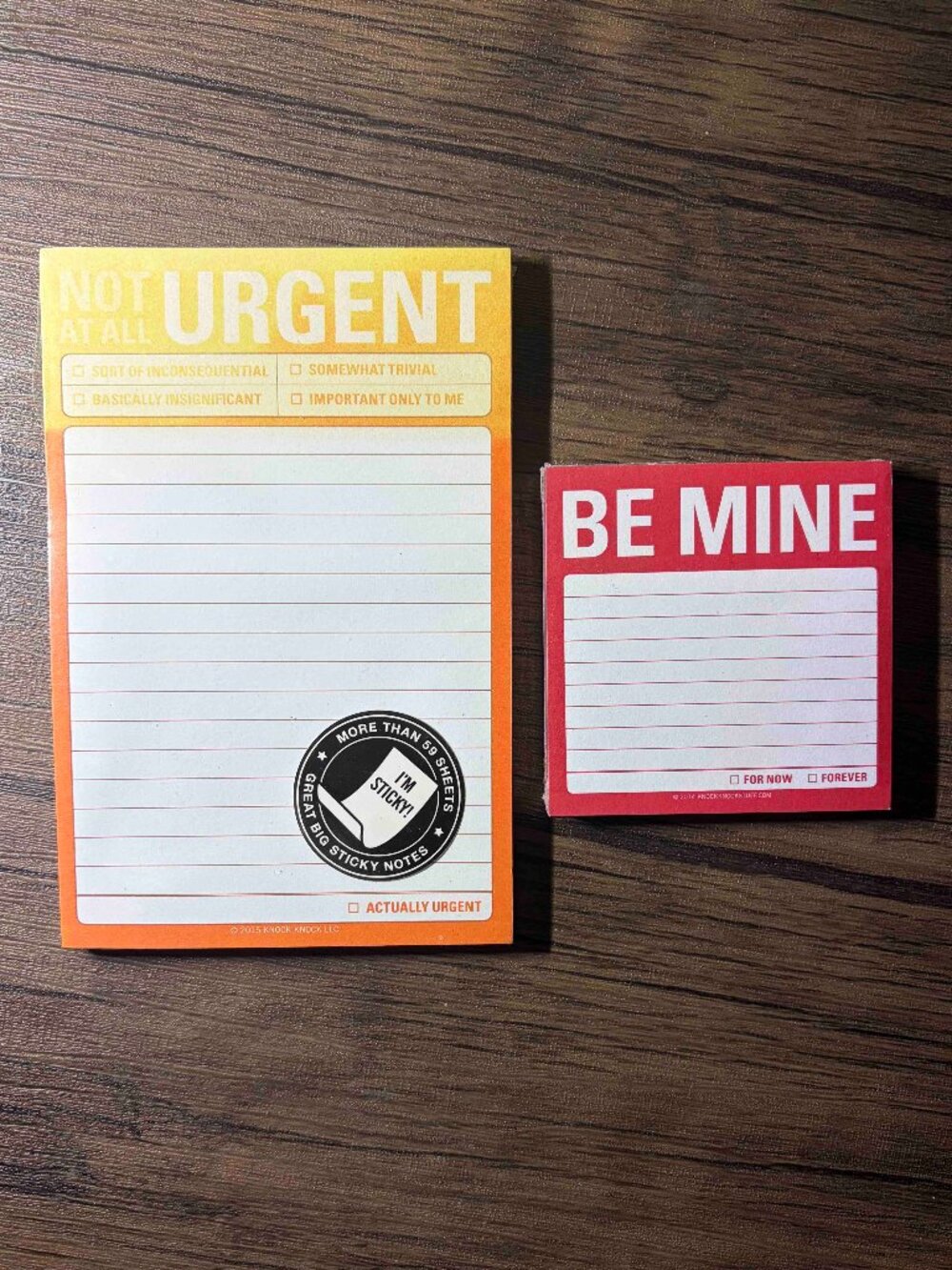 Knock Knock Sticky Notes Post-It Be Mine Not AT All Urgent